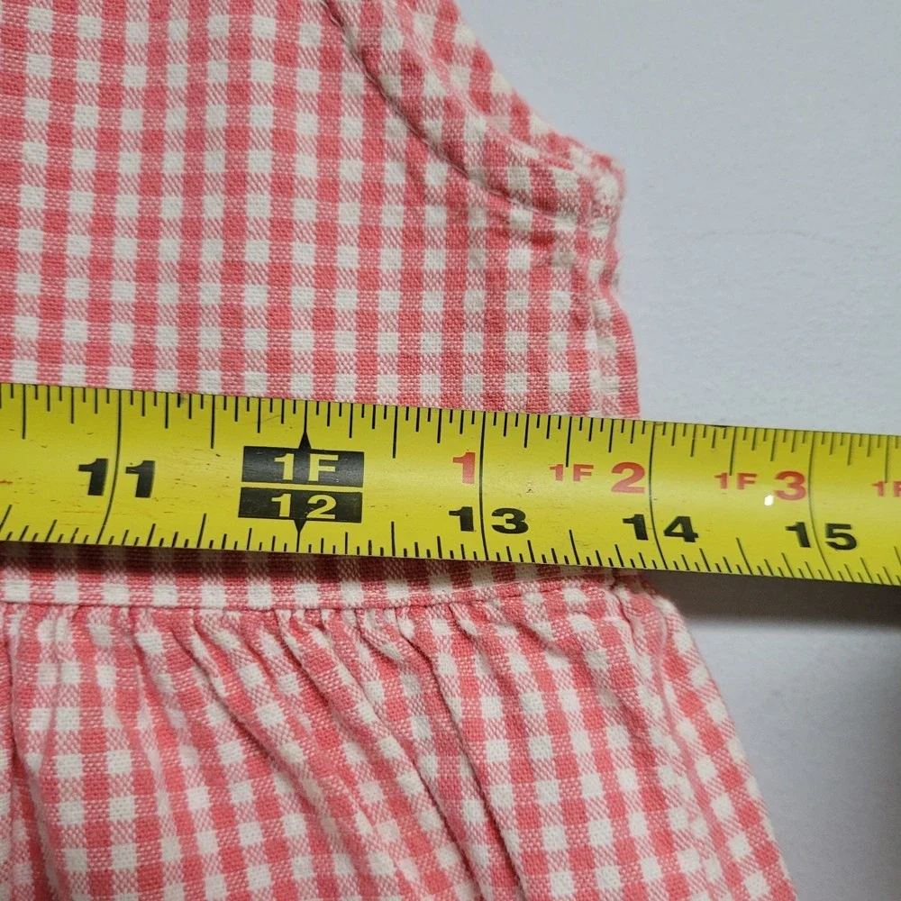 Vintage OshKosh Bgosh Pinafore Dress Girls 6X Pink Gingham Made USA Cotton Plaid